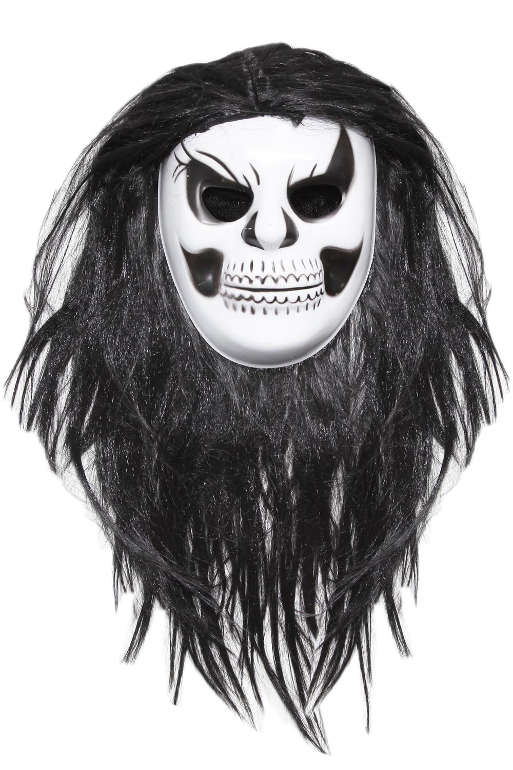 MASCHERA MORTE FANTASMA CON PARRUCCA DI HALLOWEEN